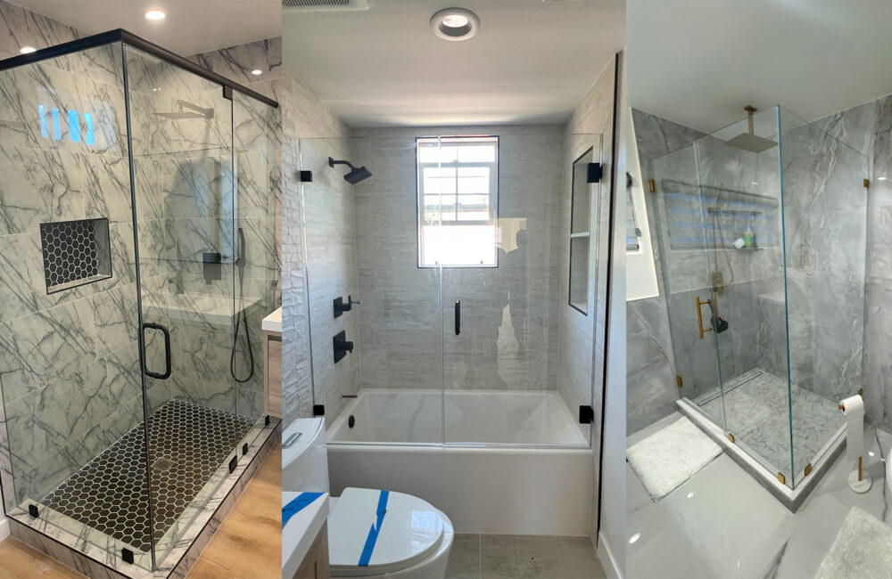 Custom frameless shower door installation in Burbank, CA
